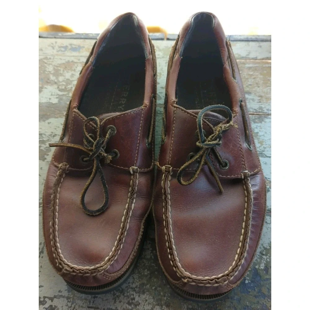 Mens Sperry Top-Sider Collection Brown Leather Upper Boat Shoes Size‎ 10.5M